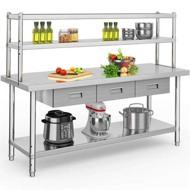 Customizable Industrial Stainless Steel Catering Table with Drawers and Shelves for Outdoor Camping Cross Border Supply Hotel