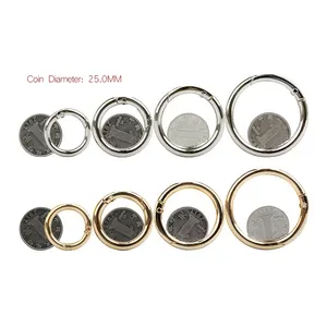 Custom Color Or In Stock Latest Zinc Alloy Spring Ring Key Ring Bag Metal Accessory Round Spring Gate Open O Ring