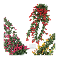 Décor de mariage : Guirlande de roses artificielles à toucher réel, plantes suspendues, roses et lierre pour bricolage