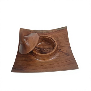 Acacia Wood <b>Bowl</b> <b>with</b> <b>Lid</b> Natural Wood Grain Wabi Sabi Design Polished Gifting Home Decor Tray <b>Bowl</b> by Crafting Crafts India - Product Image 1