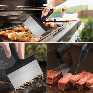Spatule de barbecue multifonctionnelle, spatule de nettoyage, grattoir pour plaque de cuisson, gadget de cuisine, <span class=keywords><strong>outil</strong></span> de barbecue en acier inoxydable pour le camping en plein air - Product Image 5