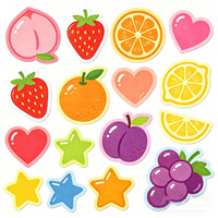 Kiss-cut fruit- en groentestickers, op maat gemaakte afbeeldingen, PP/PVC materiaal, zelfklevend, waterdicht, cartoon-etiket, promotioneel cadeau