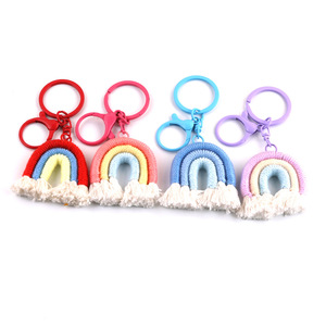 Colgante de llavero tejido arcoíris, accesorio bohemio DIY para bolso, colores aleatorios, aleación de zinc, regalo unisex - Product Image 5