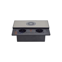 Prise de courant de table BNT au prix d'usine, design encastré, prise de table à ouverture coulissante avec 2 prises AC et chargeur sans fil 15W pour meubles