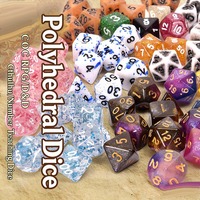 Jeu de dés polyédriques en résine haute compatibilité, 7 pièces, texture scintillante, thème Dragon et Donjon, coins arrondis pour jeux de rôle sur table