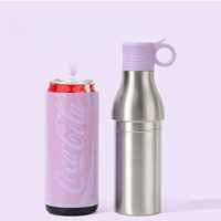 Bouteille d'eau et refroidisseur de canettes 2-en-1 en acier inoxydable, à double paroi isolée sous vide avec paille pour le camping et l'extérieur