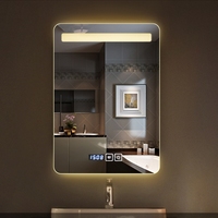 Cermin Kamar Mandi Pintar dengan Sakelar Sentuh Bluetooth yang Dapat Disesuaikan, Jam Digital, Bingkai Aluminium Alloy, Lampu 3000K-6000K, Desain Modern