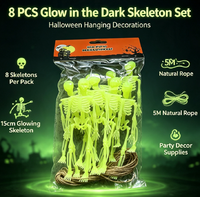 Ensemble de 8 mini-squelettes phosphorescents pour déguisement, accessoires de scène hantée, décoration suspendue pour Halloween, maison et jardin