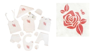 Ensemble de vêtements unisexe 4 pièces 100 % coton respirant pour l'été, adorable, comprenant un body, un short, un haut à nouer et un ensemble short et haut Langot, design Hara - Product Image 2