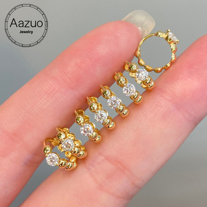 อาซูโอ 18K ทองคำแท้ Au750 เพชรธรรมชาติ 0.30ct แฟชั่นคลาสสิกต่างหูห่วงของขวัญผู้หญิงงานแต่งงานทุกวันสวมใส่ - Product Image 1