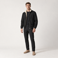 Ensemble 3 pièces pour homme : Veste décontractée à col montant réversible en coton mercerisé, T-shirt long en coton, Pantalon extensible en coton, nylon et élasthanne
