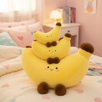 Vente en gros de jouets en peluche banane spongieuse, oreiller mignon en forme de fruit pour le soulagement du stress, animal en peluche de dessin animé personnalisé