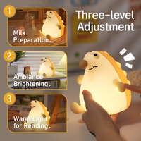 Veilleuse LED en silicone hérisson mignon, à commande tactile, intensité réglable, lampe de chevet pour enfants, rechargeable par USB