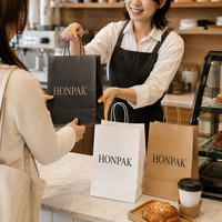 Sac en papier personnalisé HONPAK pour emporter, sac de livraison alimentaire imprimé avec poignée pour restaurant, café, emballage