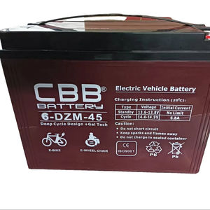 <span class=keywords><strong>12V</strong></span> <span class=keywords><strong>45Ah</strong></span> bicicleta eléctrica GEL batería 6-DZM-45 para silla de ruedas, triciclo - Product Image 1