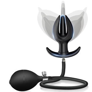 Plug anal gonflable en forme de bourgeon floral avec pompe séparée, extensible, grand plug anal, masseur de prostate, dilatateur anal, jouets sexuels anaux pour hommes et femmes - Product Image 1