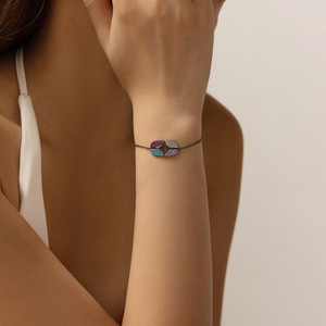 S925 Silver Trendy Star Pattern <b>Bracelet</b> With Crystal Rhinestones Black Rhodium Plated Chain Link Women's Everyday Wear - Product Image 3