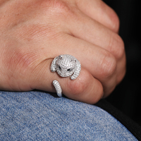 Nouveautés Unisexe Couple Bijoux De Mariage Réglable Or Blanc Moissanite Personnalité Exagérée Tête De Léopard Anneau D'animal
