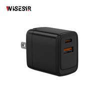 WISESIR Accessoires électroniques OEM Haute Qualité Double Ports PD 20W QC3.0 Charge Rapide USB Type C Adaptateurs d'Alimentation Chargeur de Téléphone