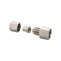 304 Stainless Steel wanita Flare langsung pas untuk aluminium tabung tembaga tabung tekanan Gauge Adapter