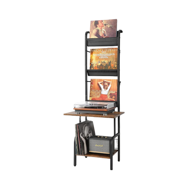 Record Player Stand Cabinet Organizer Vinyl Storage for 200 Albums Turntable Holder Display Shelf Non-Folding Rack Model