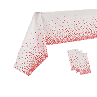 Rote Polka-Dot Weiße Tischdecke Rechteckig Wasserdicht Einweg-Satin-Partytuch für Weihnachten Neujahr Festliches Abendessen
