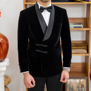 Nouveauté : Blazer en daim <span class=keywords><strong>noir</strong></span> de haute qualité pour <span class=keywords><strong>homme</strong></span>, coupe ajustée, pour affaires, mariage <span class=keywords><strong>et</strong></span> tenues décontractées - Product Image 3