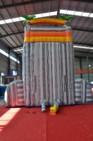 Structure gonflable commerciale pour jardin, avec toboggan aquatique tropical en PVC marbré, château sauteur et piscine