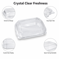 Boîte en PET transparente de qualité alimentaire, grande, à bords carrés, avec couvercle bombé et languette d'ouverture facile, jetable, pour emballage de pâtisseries et fruits