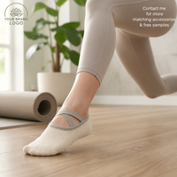 Chaussettes antidérapantes JOYFIT pour yoga et Pilates, chaussettes pieds nus à sangles croisées, bout ouvert, pour entraînement en studio, fournisseur en gros OEM ODM