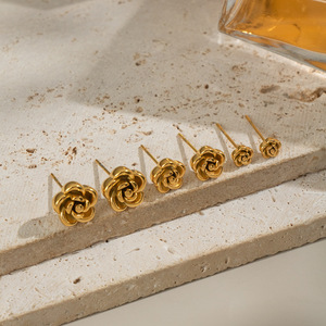 18 Karat vergoldete Edelstahl-Ohr stecker für Damen Trendy Fashion Jewelry <span class=keywords><strong>E441</strong></span> - Product Image 1