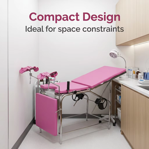 Lettino Ginecologico Lechi <span class=keywords><strong>A23</strong></span>-I in Acciaio Inossidabile, Letto Ospedaliero per Esami Ginecologici con Schienale, Tavolo per Ispezioni - Product Image 3