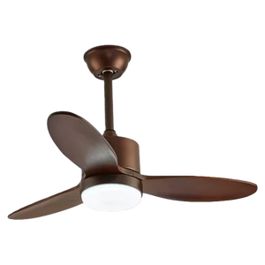 Ventilateur de plafond en noyer avec mini-lumière LED, design européen moderne, télécommande 6 vitesses, moteur DC en fer pour salon - Product Image 1