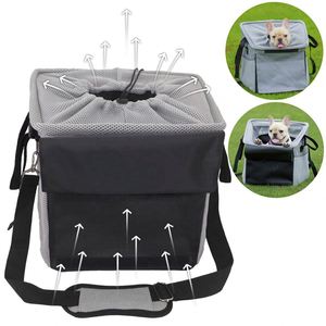 Keranjang stang sepeda anjing lipat depan, tas piknik bersepeda dapat dilepas dengan mudah dipasang - Product Image 5