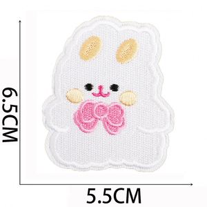 Patch thermocollant en feutre non tissé entièrement brodé avec motif lapin blanc, nœud et carotte, en fil de polyester, pour vêtements et chapeaux - Product Image 3