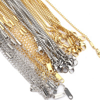 Chaîne de collier en acier inoxydable doré de 45 cm + 5 cm, chaîne de serpent DIY pour bijoux, avec chaîne d'extension, fermoir à homard