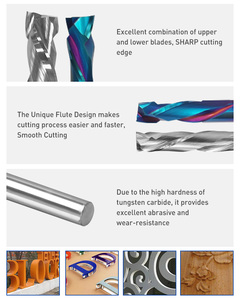 Up Down Cut 2 Flutes Spiral End Mill Carbide 6mm <strong>Router</strong> <strong>Bit</strong> Compression Cutter Blue Coated Spiral Flush Trim Compression <strong>Bit</strong> - Product Image 6