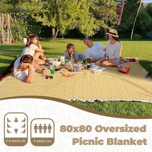 Manta de Picnic Impermeable Extra Grande 2 en 1, Tapete Tejido Estilo Boho, Toalla de <span class=keywords><strong>Playa</strong></span> Gigante, Esencial para Viajes, Campamentos, Jardín y Exteriores - Product Image 1