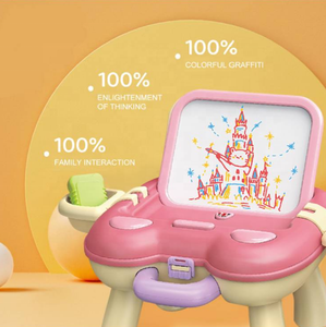 Tavolo da Disegno per Bambini in ABS con Contenitore - Cavalletto Artistico Multifunzionale a Forma di Maiale e Cane, Giocattolo Educativo per lo Sbozzamento Artistico dei Bambini - Product Image 3