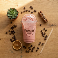 Gobelets en plastique jetables personnalisés avec logo imprimé en stock – Tasses à café, gobelets à jus, tasses en PET transparentes avec couvercles