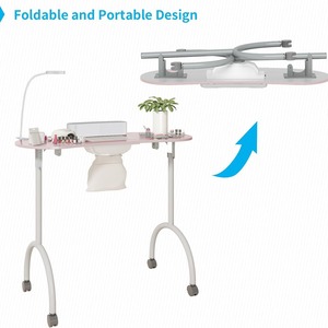 Mesa para decoración de uñas con aspiradora, mesa de Panel impermeable, rodillos de esquina, mecanismo a presión para facilitar el movimiento y el plegado - Product Image 3