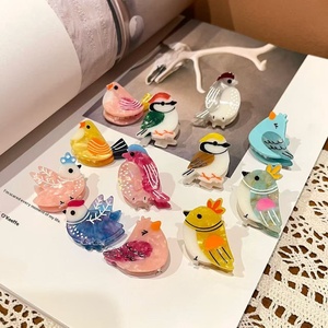 Mini pince à cheveux unisexe en acétate, faite main, style coréen, motif poussin de dessin animé mignon, simple, pour franges, mèches rebelles et coiffure arrière - Product Image 3