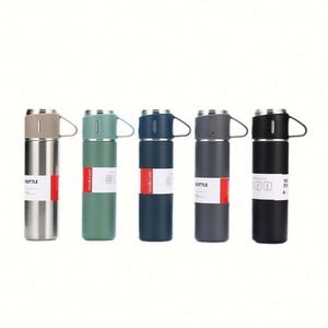 Wholesale Promotion 2025 Corporate Business Paper PU Leather Vacuum Flask Thermos Customized Logo Graduation Father's Day - Product Image 1
