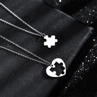 Vente en gros Acier inoxydable Couples Puzzle Collier Personnalisation Coeur Puzzle Pendentif Collier
