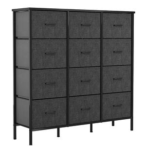 <span class=keywords><strong>Commode</strong></span> classique à <span class=keywords><strong>5</strong></span> <span class=keywords><strong>tiroirs</strong></span> en bois avec rangement en tissu pour placard de chambre ou entrée - Product Image 2
