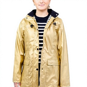 Gold Women's 2026 Autumn Floral Hooded <b>Rain</b> <b>Jacket</b> <b>Long</b> Parka Windproof Casual Outdoor Coat Custom Logo - Product Image 3