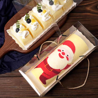 Boîte à gâteaux en rouleau suisse transparent avec poignée Boîte à gâteaux rectangulaire en plastique portable Boîtes en acétate cadeau de boulangerie pour gâteaux