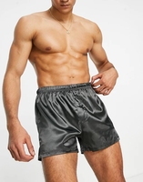 Caleçon boxeur décontracté en satin gris uni à taille élastique King Young pour homme