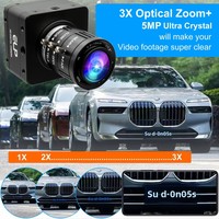 Kamera Industri USB 3.0 ELP 5MP Global Shutter Kecepatan Tinggi 5MP 60fps YUY2 1080P 60FPS 3X Zoom Mini Webcam untuk Golf Swing ANPR