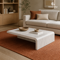 Table basse pliante en marbre veiné blanc et gris sur mesure pour la décoration du salon